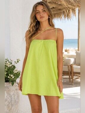 Anthropologie Charlie Holiday Alfie Mini Dress Lime Green